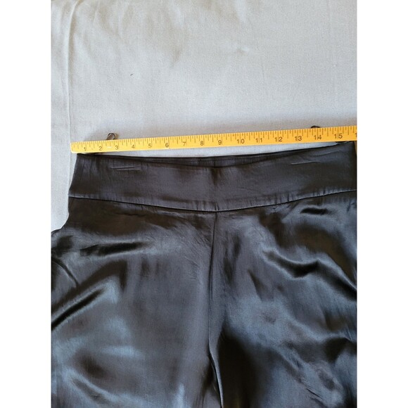 Zara Womens Pants Satin Black Wide Leg High Rise Elastic Waist Cocktail Size XL - Picture 3 of 9